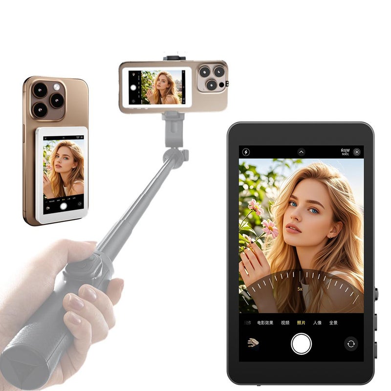 Magnetic Phone Vlog Selfie Monitor Screen, 1080P Wireless Recording,Bluetooth Remote, Back Camera Monitor,Using Phone Rear Camera for Selfie Vlog Live Stream TikTok - Image 1